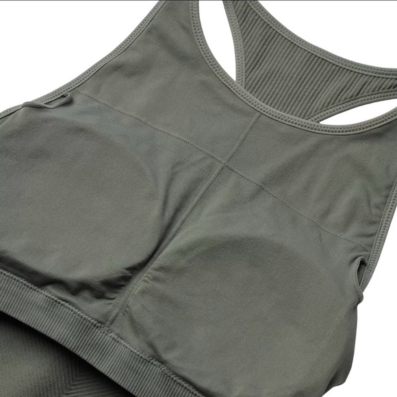 CALIA High Neck Seamless Tank NWT Size XS Padded Crop Top Brami Muted Green - Picture 4 of 8